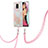 Handyhülle Silikon Hülle Gummi Schutzhülle Flexible Modisch Muster mit Schlüsselband Lanyard Y01B für Xiaomi Redmi Note 9S Rosa