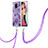 Handyhülle Silikon Hülle Gummi Schutzhülle Flexible Modisch Muster mit Schlüsselband Lanyard Y01B für Xiaomi Redmi Note 9S Violett