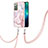 Handyhülle Silikon Hülle Gummi Schutzhülle Flexible Modisch Muster mit Schlüsselband Lanyard Y05B für Samsung Galaxy Note 20 5G Rosa