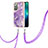 Handyhülle Silikon Hülle Gummi Schutzhülle Flexible Modisch Muster mit Schlüsselband Lanyard Y05B für Samsung Galaxy Note 20 5G Violett