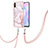 Handyhülle Silikon Hülle Gummi Schutzhülle Flexible Modisch Muster mit Schlüsselband Lanyard Y05B für Xiaomi Redmi 9AT Rosa