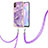 Handyhülle Silikon Hülle Gummi Schutzhülle Flexible Modisch Muster mit Schlüsselband Lanyard Y05B für Xiaomi Redmi 9AT Violett