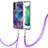 Handyhülle Silikon Hülle Gummi Schutzhülle Flexible Modisch Muster mit Schlüsselband Lanyard YB7 für Samsung Galaxy S22 Plus 5G Violett