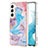 Handyhülle Silikon Hülle Gummi Schutzhülle Flexible Modisch Muster S01 für Samsung Galaxy S21 FE 5G Blau