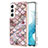 Handyhülle Silikon Hülle Gummi Schutzhülle Flexible Modisch Muster S01 für Samsung Galaxy S21 FE 5G Braun