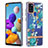 Handyhülle Silikon Hülle Gummi Schutzhülle Flexible Modisch Muster Y06B für Samsung Galaxy A21s Cyan