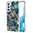 Handyhülle Silikon Hülle Gummi Schutzhülle Flexible Modisch Muster Y08B für Samsung Galaxy S21 FE 5G Nachtgrün