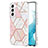 Handyhülle Silikon Hülle Gummi Schutzhülle Flexible Modisch Muster Y08B für Samsung Galaxy S21 FE 5G Rosa