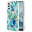 Handyhülle Silikon Hülle Gummi Schutzhülle Flexible Modisch Muster Y13B für Samsung Galaxy S21 5G Blau