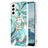 Handyhülle Silikon Hülle Gummi Schutzhülle Flexible Modisch Muster Y13B für Samsung Galaxy S21 5G Cyan