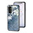 Handyhülle Silikon Hülle Rahmen Schutzhülle Spiegel Blumen für Samsung Galaxy M13 4G Blau