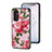 Handyhülle Silikon Hülle Rahmen Schutzhülle Spiegel Blumen für Samsung Galaxy M13 4G Rot