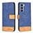 Handytasche Stand Schutzhülle Flip Leder Hülle B05F für Motorola Moto G200 5G Blau