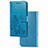 Handytasche Stand Schutzhülle Flip Leder Hülle Blumen für Huawei Mate 40 Pro Blau