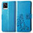 Handytasche Stand Schutzhülle Flip Leder Hülle Blumen für Vivo V20 Blau