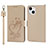 Handytasche Stand Schutzhülle Flip Leder Hülle Blumen L16 für Apple iPhone 14 Gold