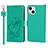 Handytasche Stand Schutzhülle Flip Leder Hülle Blumen L16 für Apple iPhone 14 Grün