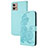 Handytasche Stand Schutzhülle Flip Leder Hülle Blumen Y01X für Motorola Moto G32 Hellblau