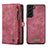Handytasche Stand Schutzhülle Flip Leder Hülle C04S für Samsung Galaxy S22 5G Rot