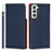 Handytasche Stand Schutzhülle Flip Leder Hülle D01T für Samsung Galaxy S21 FE 5G Blau