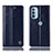 Handytasche Stand Schutzhülle Flip Leder Hülle H05P für Motorola Moto G31 Blau