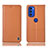 Handytasche Stand Schutzhülle Flip Leder Hülle H07P für Motorola Moto G51 5G Orange