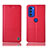 Handytasche Stand Schutzhülle Flip Leder Hülle H07P für Motorola Moto G51 5G Rot