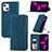 Handytasche Stand Schutzhülle Flip Leder Hülle H30 für Apple iPhone 13 Blau