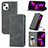 Handytasche Stand Schutzhülle Flip Leder Hülle H30 für Apple iPhone 13 Dunkelgrau