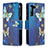 Handytasche Stand Schutzhülle Flip Leder Hülle Modisch Muster B04F für Samsung Galaxy S22 5G Blau