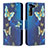 Handytasche Stand Schutzhülle Flip Leder Hülle Modisch Muster B09F für Samsung Galaxy S21 Plus 5G Blau