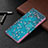 Handytasche Stand Schutzhülle Flip Leder Hülle Modisch Muster B09F für Samsung Galaxy S22 Ultra 5G Blau