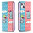 Handytasche Stand Schutzhülle Flip Leder Hülle Modisch Muster für Apple iPhone 13 Rosa