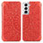 Handytasche Stand Schutzhülle Flip Leder Hülle Modisch Muster für Samsung Galaxy S21 5G Rot