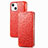 Handytasche Stand Schutzhülle Flip Leder Hülle Modisch Muster H02 für Apple iPhone 13 Mini Rot