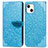 Handytasche Stand Schutzhülle Flip Leder Hülle Modisch Muster H13 für Apple iPhone 13 Blau