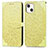 Handytasche Stand Schutzhülle Flip Leder Hülle Modisch Muster H13 für Apple iPhone 13 Gelb