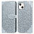 Handytasche Stand Schutzhülle Flip Leder Hülle Modisch Muster H13 für Apple iPhone 13 Grau