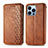 Handytasche Stand Schutzhülle Flip Leder Hülle Modisch Muster H15 für Apple iPhone 15 Pro Braun