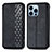 Handytasche Stand Schutzhülle Flip Leder Hülle Modisch Muster H15 für Apple iPhone 15 Pro Schwarz