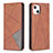 Handytasche Stand Schutzhülle Flip Leder Hülle Modisch Muster L04 für Apple iPhone 14 Braun