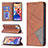 Handytasche Stand Schutzhülle Flip Leder Hülle Modisch Muster L04 für Apple iPhone 14 Braun