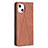 Handytasche Stand Schutzhülle Flip Leder Hülle Modisch Muster L04 für Apple iPhone 14 Braun