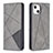 Handytasche Stand Schutzhülle Flip Leder Hülle Modisch Muster L04 für Apple iPhone 14 Grau
