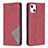 Handytasche Stand Schutzhülle Flip Leder Hülle Modisch Muster L04 für Apple iPhone 14 Rot