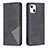 Handytasche Stand Schutzhülle Flip Leder Hülle Modisch Muster L04 für Apple iPhone 14 Schwarz