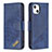 Handytasche Stand Schutzhülle Flip Leder Hülle Modisch Muster L05 für Apple iPhone 14 Blau