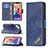 Handytasche Stand Schutzhülle Flip Leder Hülle Modisch Muster L05 für Apple iPhone 14 Blau