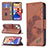 Handytasche Stand Schutzhülle Flip Leder Hülle Modisch Muster L05 für Apple iPhone 14 Braun