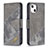 Handytasche Stand Schutzhülle Flip Leder Hülle Modisch Muster L05 für Apple iPhone 14 Grau